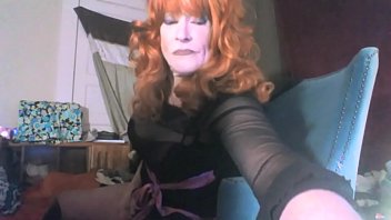 Sexy Red Headed Tranny Ms.head Swallows Her 8_ Vibrating Dildo