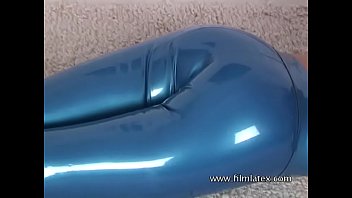 Catalina - Black Latex Midriff _ Blue Latex Pants