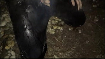 Piss And Cum In Winter Jacket And Leather Pants