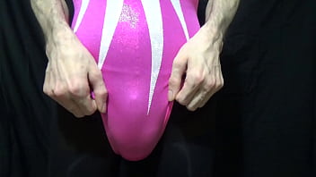 Guy In Pink Leotard Panties And Pantyhose Masturbation