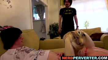 Blonde Beauty Enjoys Sucking Two Hard Cocks