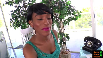 Cute Ebony Tranny Tugs Off Her Hard Cock