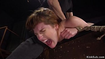 Redhead Banged In Threesome Training