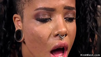 Zippered Ebony In Bondage Pussy Vibed