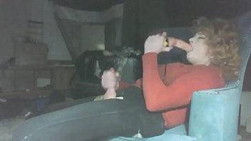 Transvestite Mshead Swallowing 8 Inch Vibrating Cock Til She Cums