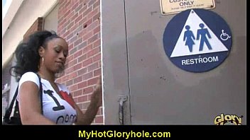 Gloryhole - Ebony Chick Sucks White Dick 27