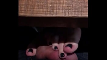 Public Footjob In Restaurant