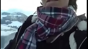 Snowboarding Girlfriend Strips In The Lift