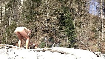 Uncut Nudist Chubby Making Fire