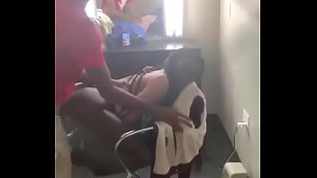 Young Horny Caribbean Teen Taking Back Shot In Barber Chair