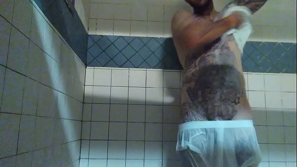 Tattd Up White Guy Taking A Shower And Stroking His Bwc