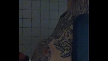 Exercising My Dick In The Shower. Big White Cock Doing Kegels With Wet Face Towel..