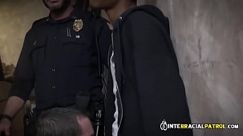 White Uniformed Perv Rides Criminal' Big Cock Outdoors