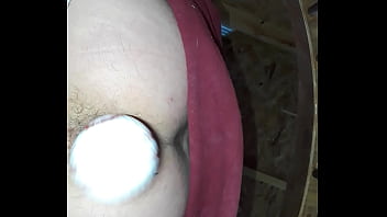 Straight Amputee Inserting 3 Golf Balls In Ass