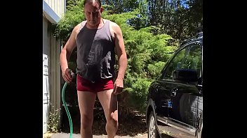 Dad/mature Washes Car/plays With Big Cock In Bikini-aka _ Adam Longrod