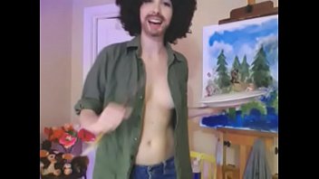 Teen Girl Webcam Bob Ross Cosplay