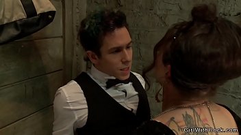 Brunette Tranny Anal Fucks Coats Check Guy