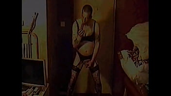 Bisexual Crossdressing Sissy Loves To Play With His Cock And Shoots A Cumshot In Slow Motion With A Dildo In His Ass At The Same Time