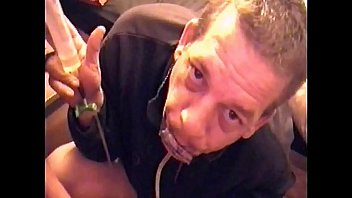 Bisexual Male Sitting On Edge Of Bed Drinks His Own Piss Three Times Threw A Homemade Pissing Device