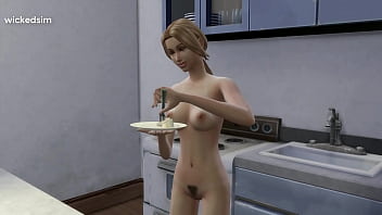 Blonde Teen Making And Eating A Cake - The Sims