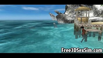 Sexy 3d Cartoon Ebony Honey Going Skinny Dipping