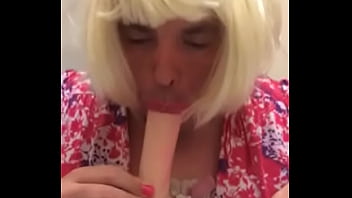 Sissybambijones Sucks A White Dildo