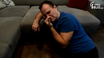 Loser Licking Daniela_s Feet And She Spitting On Him.