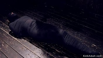 Mummified Blonde Slave Gets Whipped