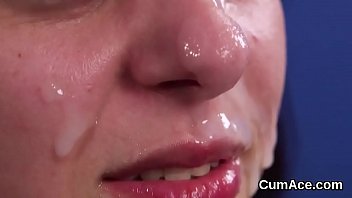 Slutty Centerfold Gets Jizz Shot On Her Face Sucking All The Ejaculate