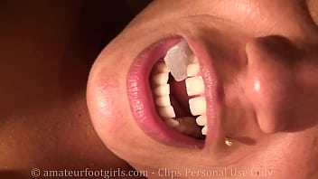 Girl Eating Blonde With Beautiful Teeth Chewing Food Chews You Really Everything Very Small Mastication