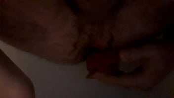 2 Different Sized Dildos In Ass