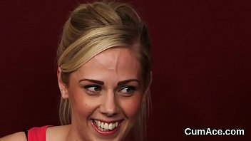 Nasty Stunner Gets Jizz Load On Her Face Eating All The Cream