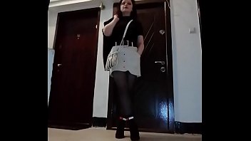 Leather Catsuit Or Pantyhouse With Miniskirt