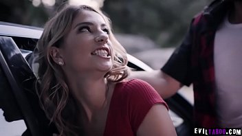 Kristen Scotts Car Was Broken In The Middle Of The Road And A Stranger Helped Her And To Fuck Her Teen Pussy In Return.