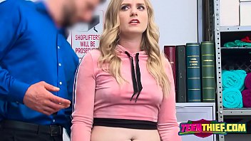 Deep Throat At The Office By Sexy Shoplifter Teen And Horny Security Officer.