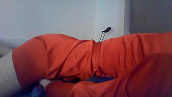 Sexy Crossdresser Cuming On Satin Red Dress