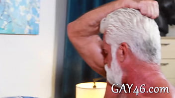 3 Muscle Daddy Bears Enjoy 3some In One' Bedroom