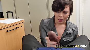 Cute Petite Gets Amazed With The Big Black Cock She Grabs.