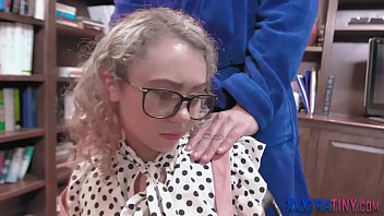 Small Teen In Glasses Gobbles Cock