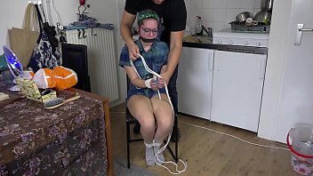 Trashy Teen Gnd Luna Grey Put In Rope Bondage And Vet Wrap Gagged