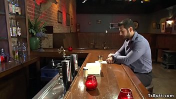 Busty Tattooed Shemale Bangs Man In Bar