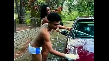 Car Washing Turned For Juicy Brazilian Floozie Sandra Into Nasty Double-barreled Threesome Outdoor Action