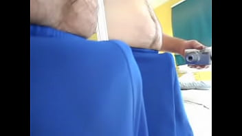 jackmeoffnow blue shorts pulled down big balls _ cock out mirror play - [5-30-16-122]