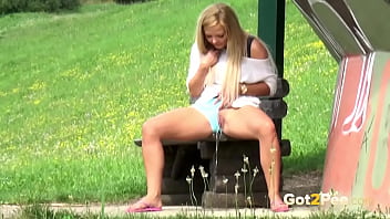 Public Pissing Leaves This Blonde' Panties Soaked!