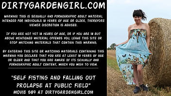 Self Fisting And Falling Out Prolapse At Public Field