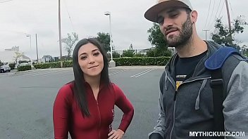 Chick In Tight Race Suit Picks Up Random Cock For Fun