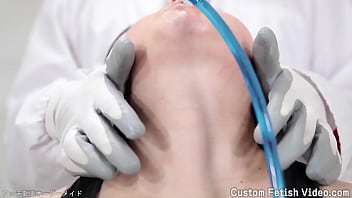 Make A Sound With A Ribbon Wrapped Around The Neck, Drinking Water And Swallowing