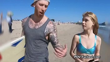 Golden Surfer Chick Blows Cock On The Balcony