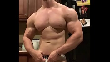 Muscle Jock Flexing, Posing, Stroking Cock _ Talking S.