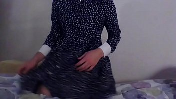 Secretary Crossdresser Sexy In Blue Shirt Dress